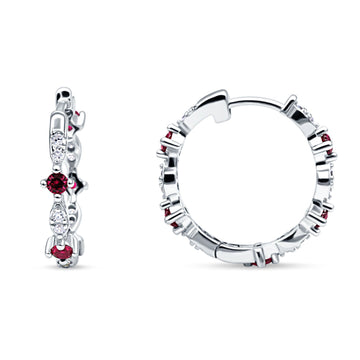 Huggie Hoop Earrings Simulated Ruby 925 Sterling Silver Wholesale